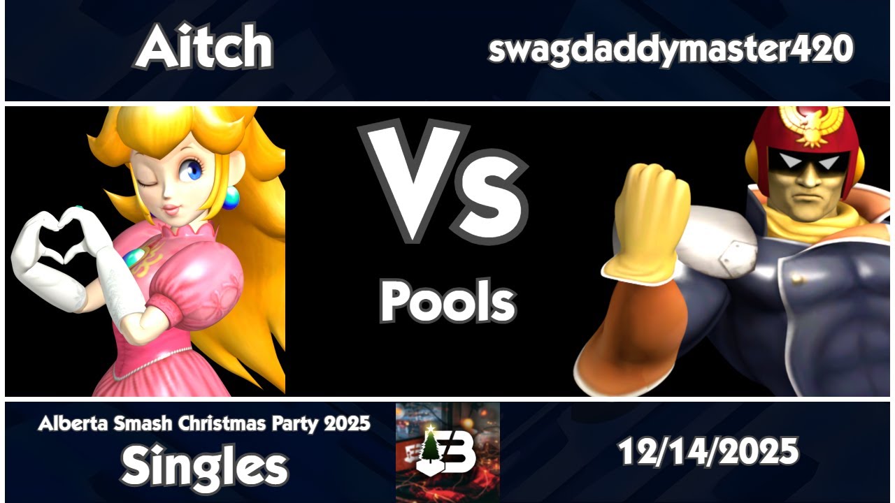 AB Smash Christmas Party - Aitch (Peach) vs swagdaddymaster420 (Captian Falcon) Melee Singles Pools