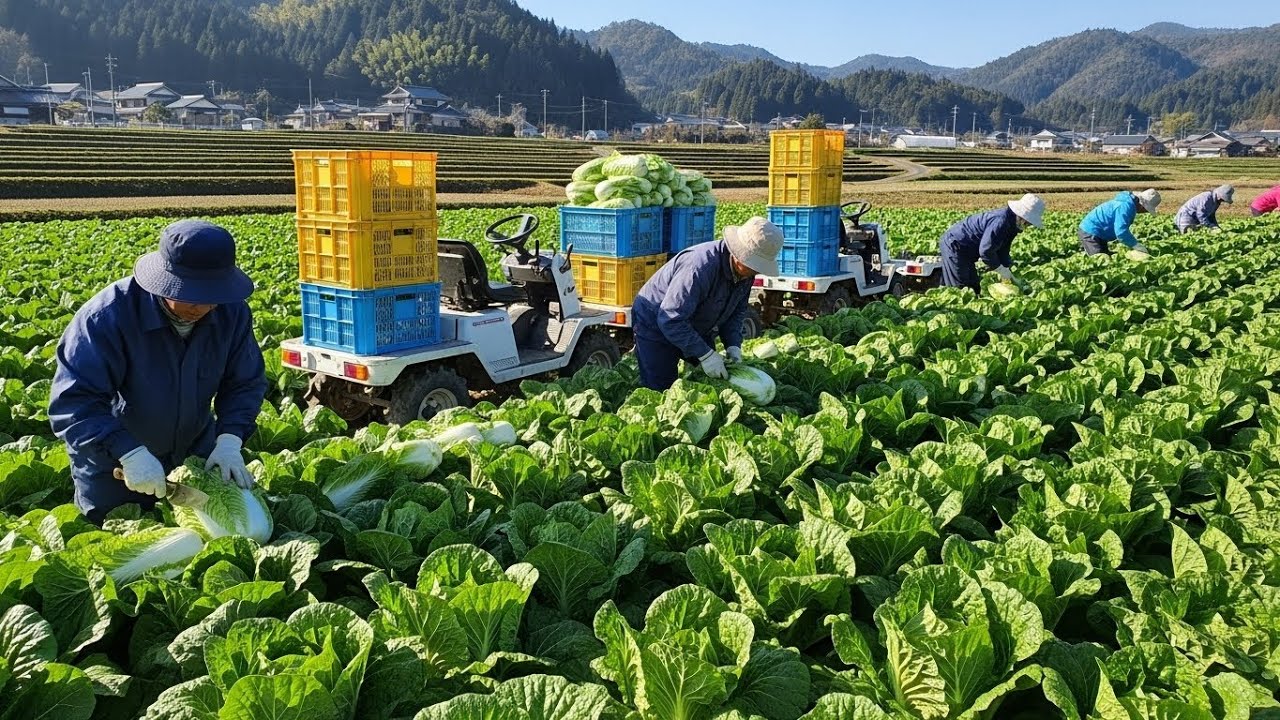 Beautiful Chinese Cabbage Farm and Harvest in Japan - Japan Agriculture Technology | Bright Farming