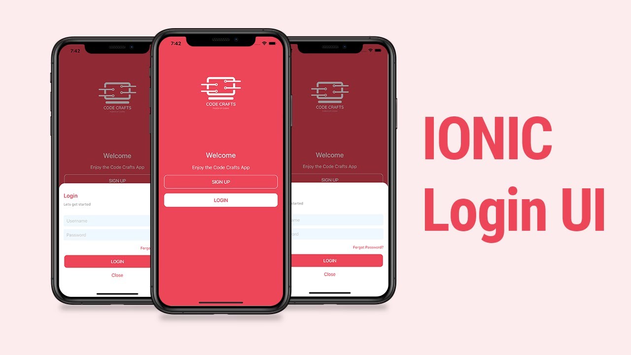 Welcome, Login, Signup Page - Ionic UI - Speed Code