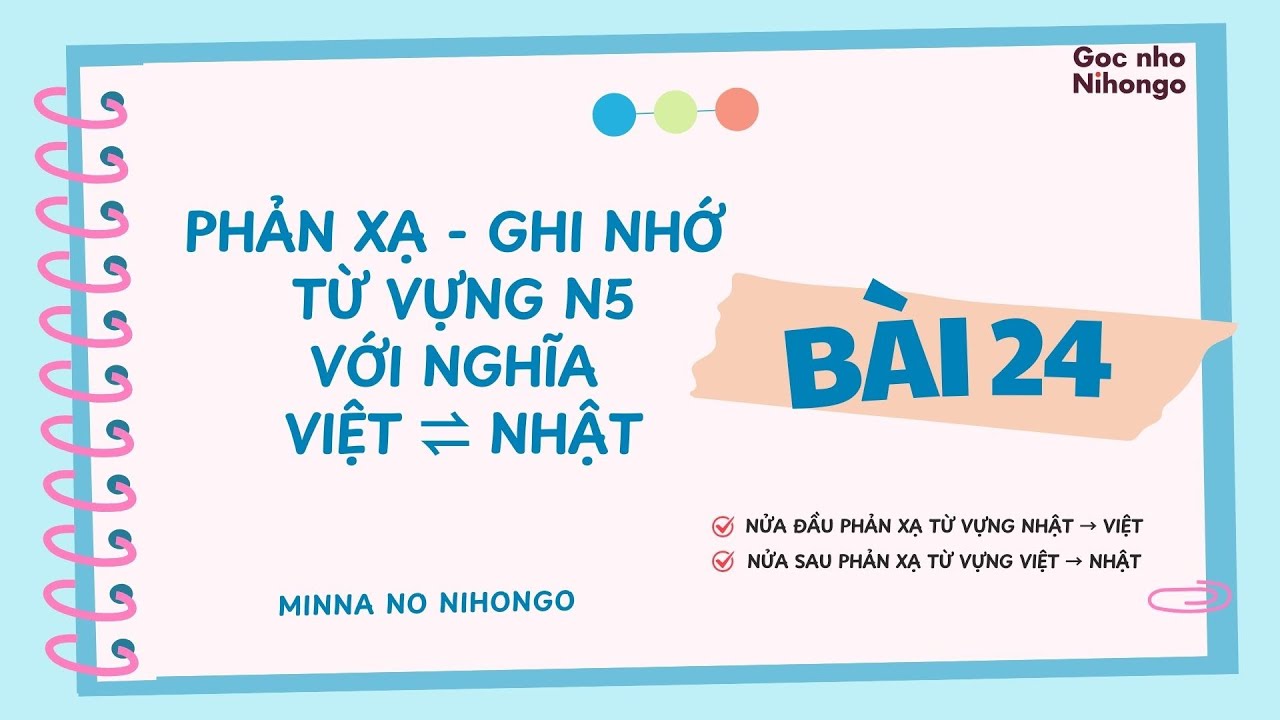 Nhớ nhanh Từ vựng N5 Bài 24 | Minna no Nihongo | Mẫu câu dễ hiểu