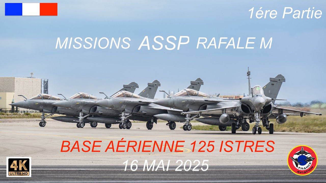 RAFALE M À ISTRES ASSP 16 Mai 2025 Part 1 Démarrage  3 Rafale M Roulage  5 avions prêts a décoller