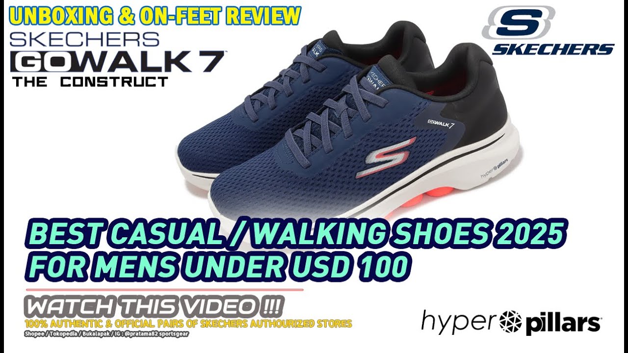 Unboxing & review on feet SKECHERS GO WALK 7 THE CONSTRUCT WALKING CASUAL SLIP-ON SHOES 100% ASLI