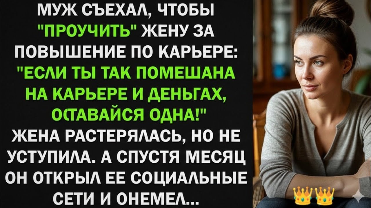 Муж съехал, чтобы проучить жену за повышение по карьере, а спустя месяц...