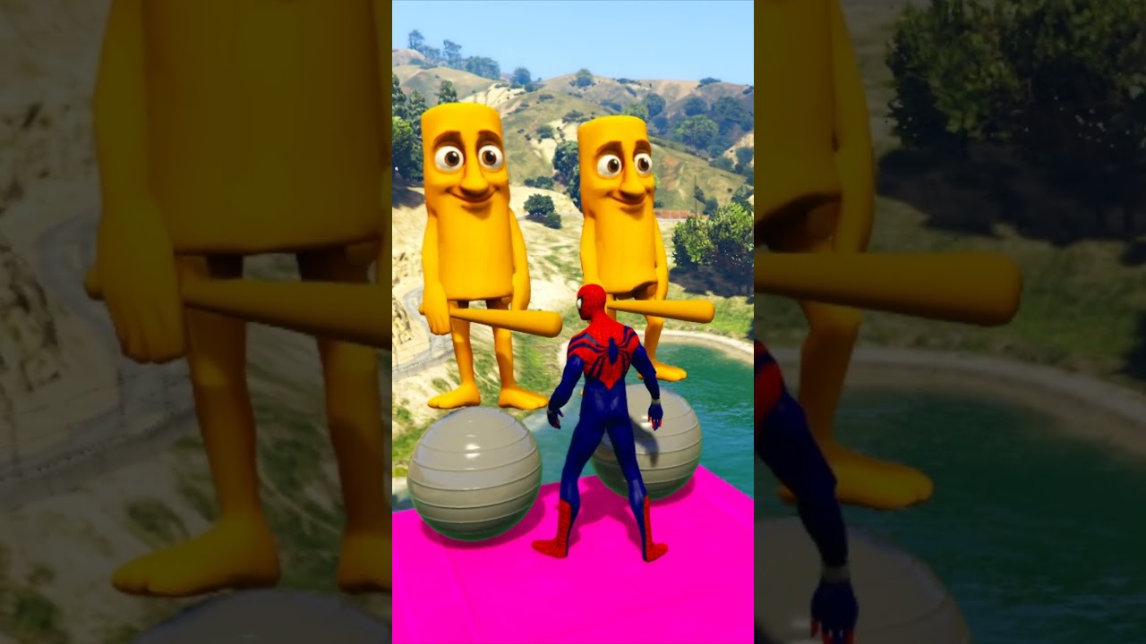 GTA 5 RED SPIDERMAN vs BLUE & GREEN MINION Ragdoll Moments! #epicbattle #gta #funnygta5 #06