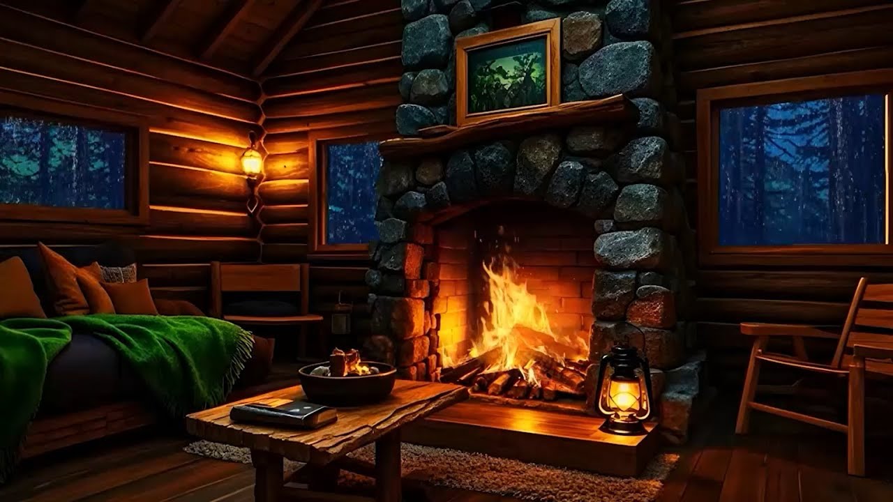 Relaxing Rain & Fireplace Sounds 🌙 | Cozy Cabin Sleep