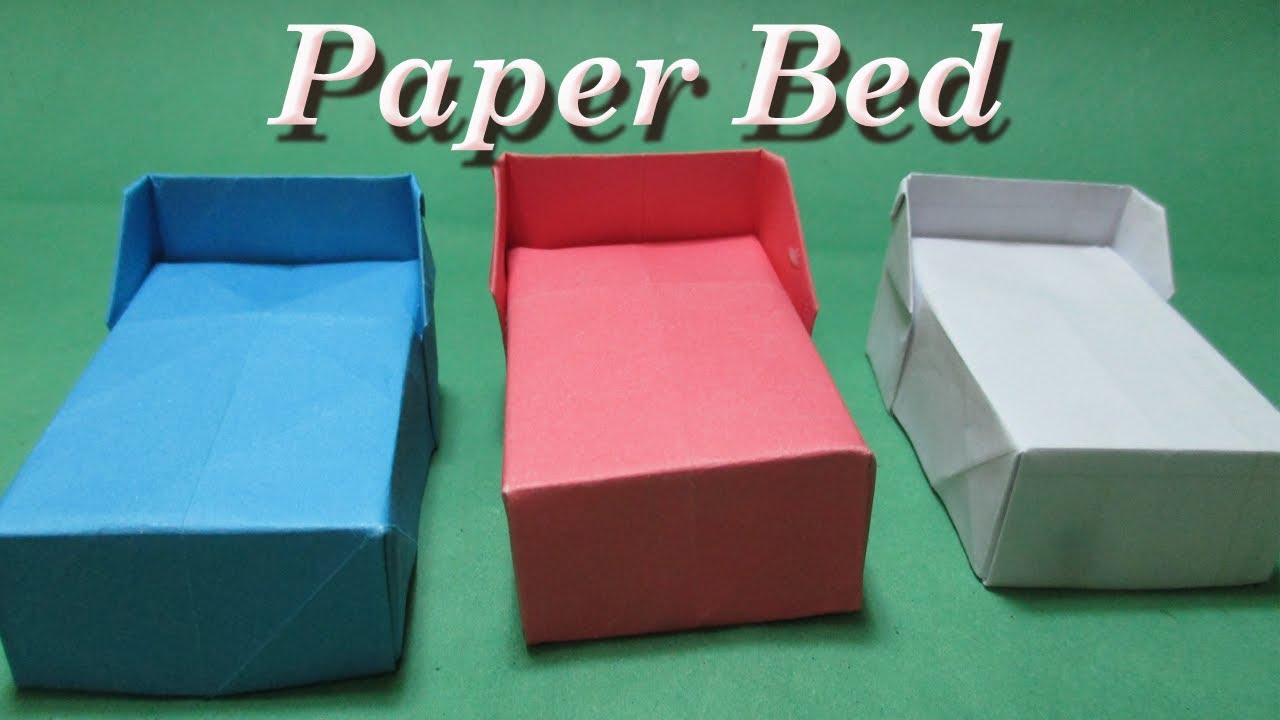 How to Make Easy Origami Bed for Doll / paper bed/ origami.