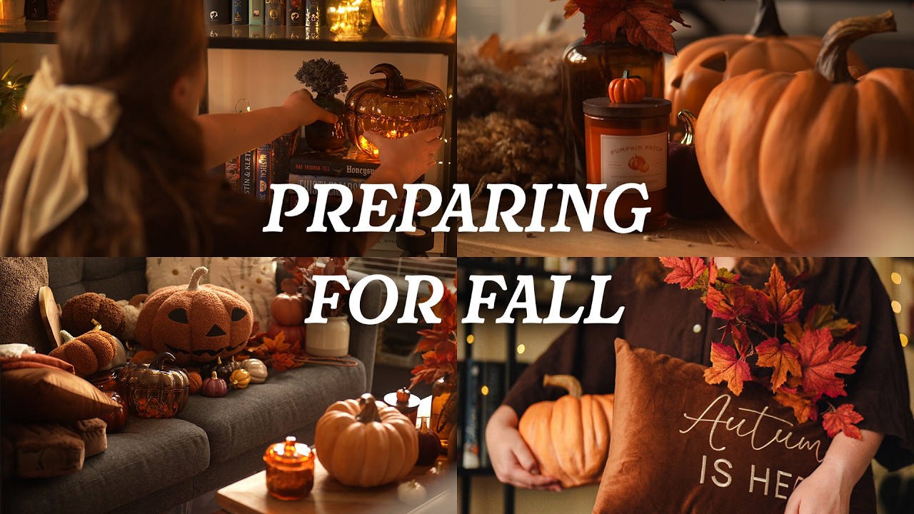 Decorating for Fall on a Stormy Day | Making Pumpkin Spice Syrup | Silent Vlog