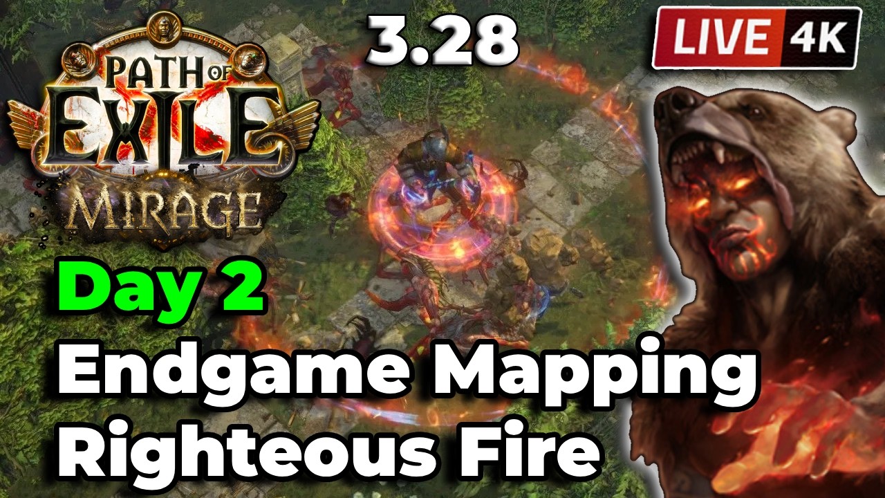 🔴LIVE - Righteous Fire Chieftain Day 2 ENDGAME MAPPING  - Path of Exile Mirage 3.28