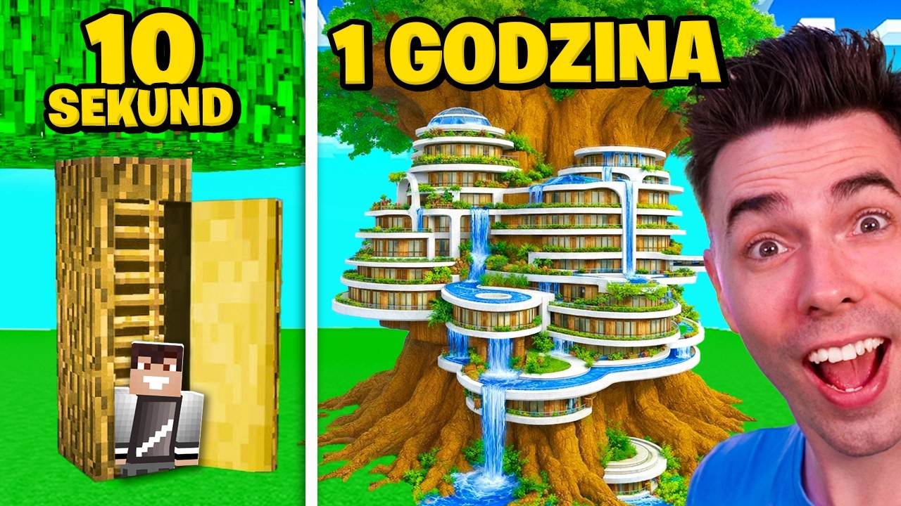 10 SEKUND vs 1 GODZINA w ZBUDUJ DOMEK NA DRZEWIE 🌳🏠 w Minecraft!