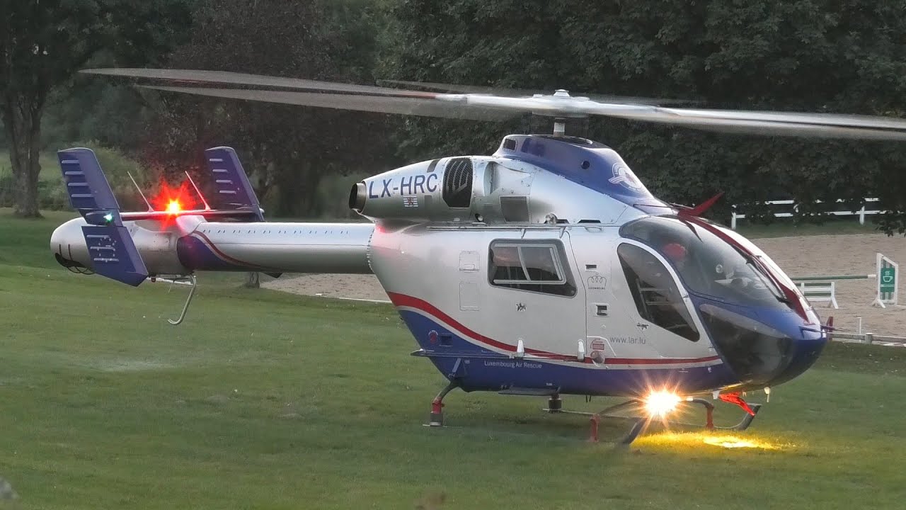 2x Take-off Luxemburg Air Rescue 2 LX-HRC Ettelbruck in Kell am see