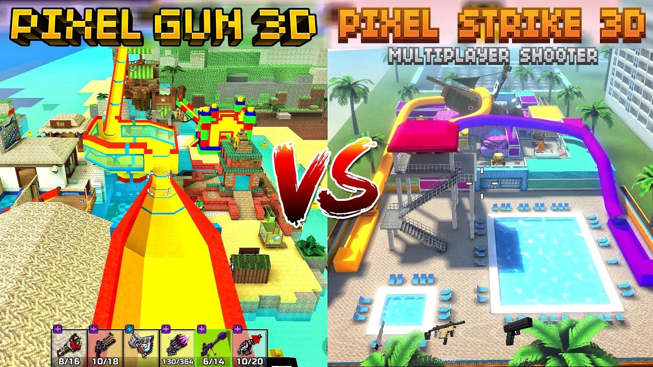 Pixel Gun 3D Aquapark VS Pixel Strike 3D Waterpark