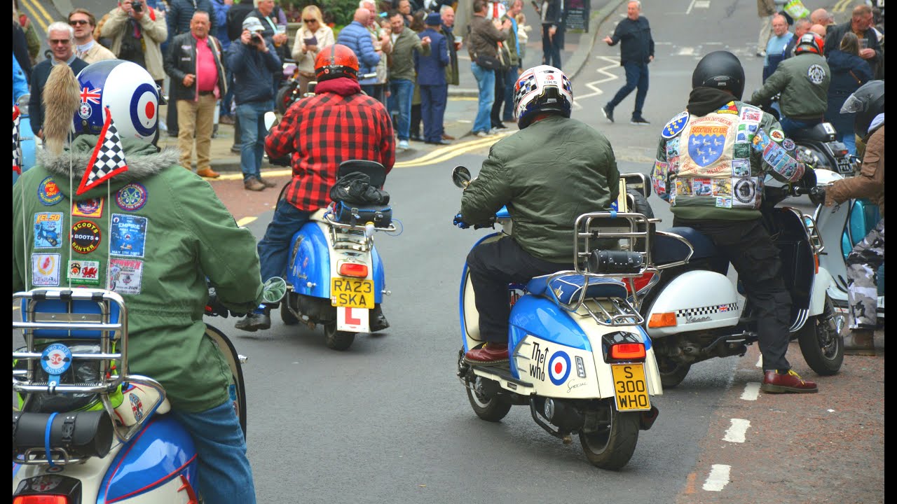 Clitheroe 2024 Scooter Rally (Ribble Valley) Ride-thro+Scooters Walkabout. Modrophenia!  HD Vid+Pics