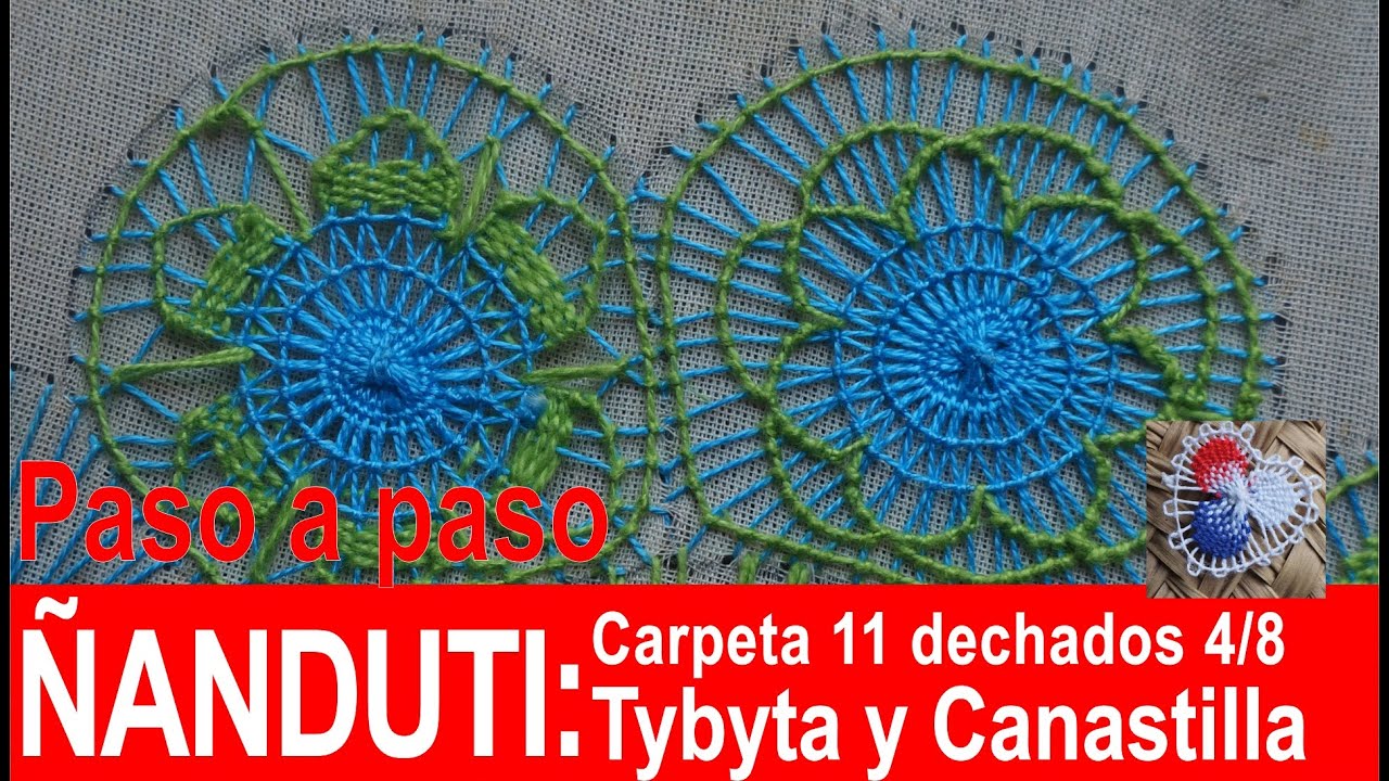 PAso a paso ÑANDUTI: CARPETITA (PARTE 4/8) - DECHADO TYBYTA🤨 Y CANASTILLA🧺