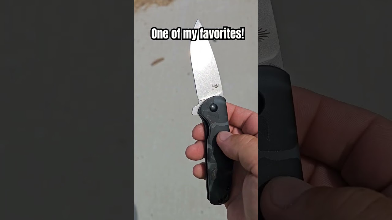 Daily carry 9/19 &lrm;@kizer_edc&nbsp; Gemini in Raffir scales and S35VN super snappy action, and it GLOWS!
