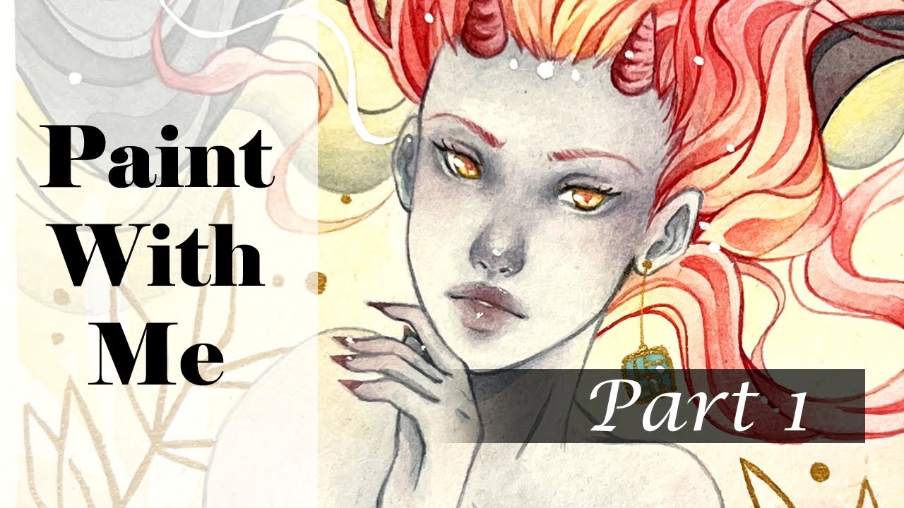 Burning Veil | Watercolor Painting Process | Paint With Me: Part 1 | Lofi Real-time Painting