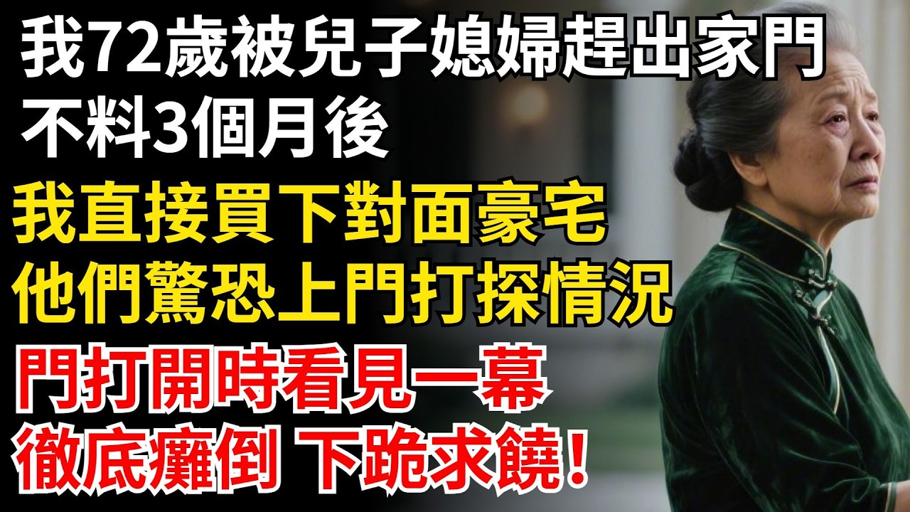 我72歲被兒子媳婦趕出家門，不料3個月後，我直接買下對面豪宅，他們驚恐上門打探情況，門打開時看見一幕，徹底癱倒 下跪求饒！#晚年生活#中老年生活#為人處世#生活經驗#情感故事#幸福人生