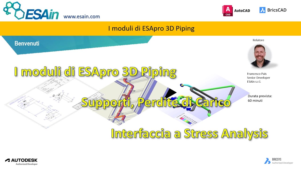 ESAin Webinar ESApro Supports, ESApro Head Loss e ESApro Stress Interface