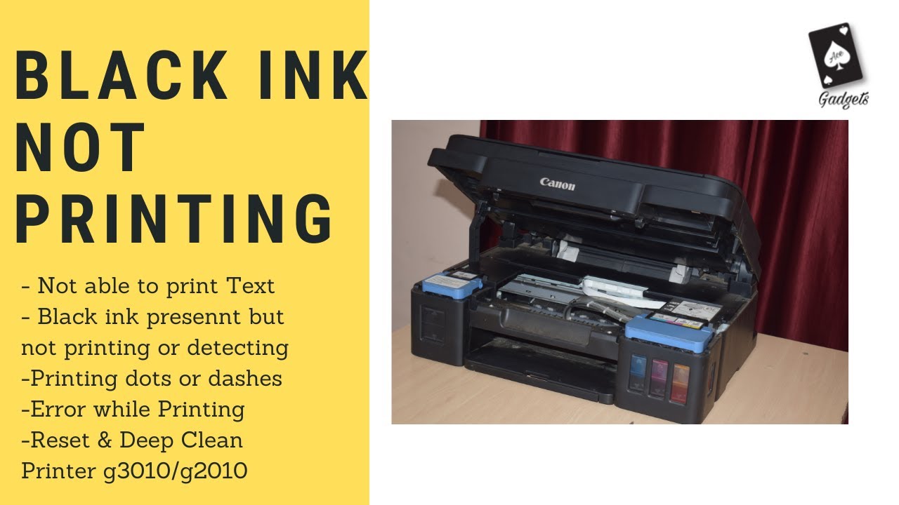 How to fix canon g3010 & 2010 Printing problem | Black ink problem