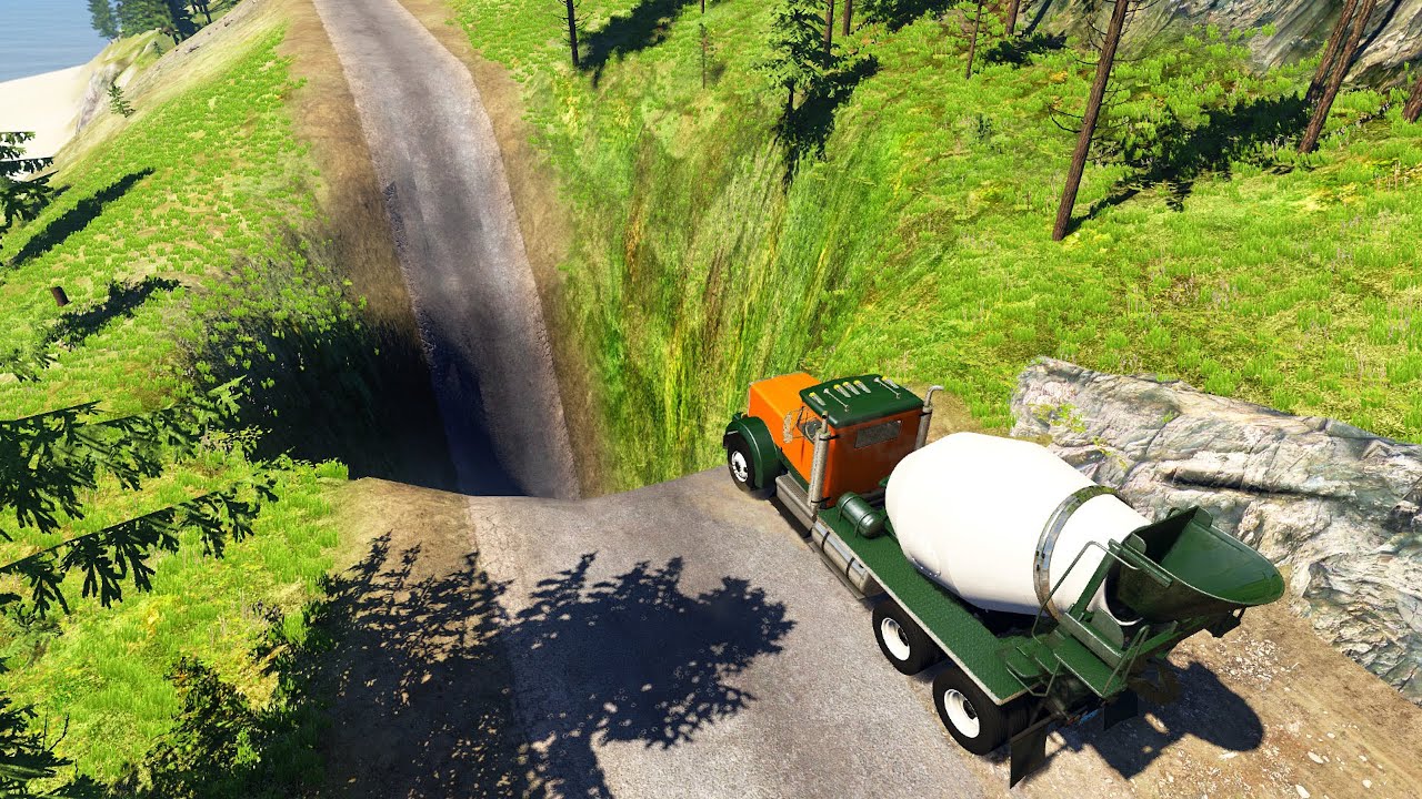 Trucks VS Giant Pit &ndash; Beamng.drive