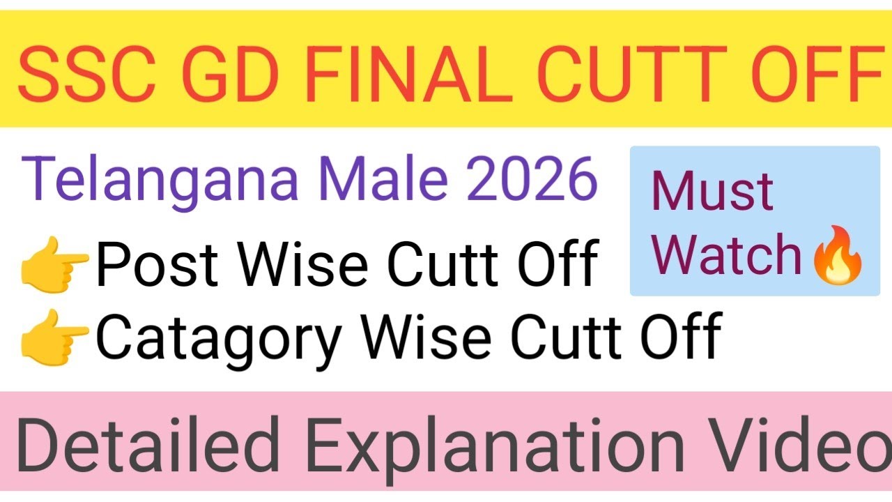 SSC GD 2026 Final Cutt Off TG Male | Catagory Wise & Post Wise | Detailed Explanation #unemployee