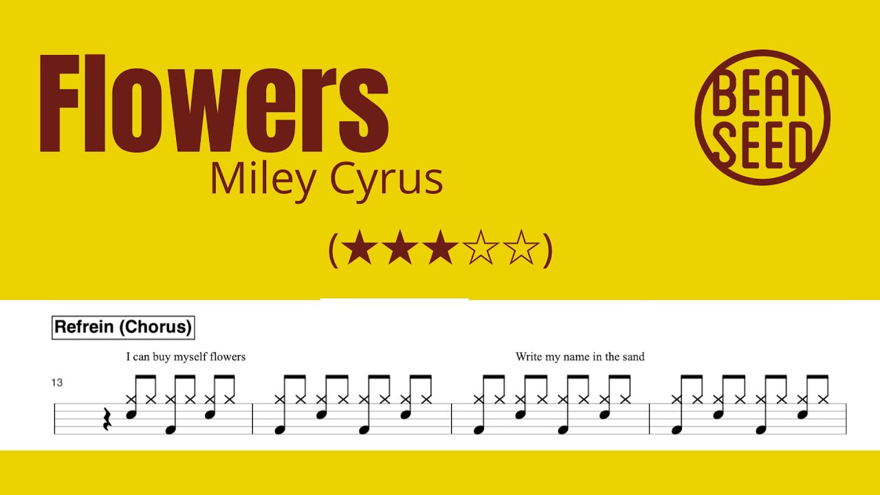 Flowers - Miley Cyrus (★★★☆☆) Drumsheet with music