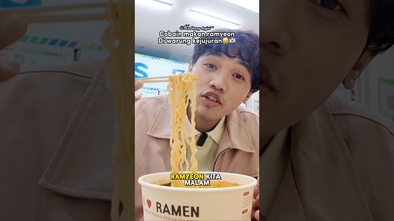 Makan ramyeon di warung kejujuran korea (self service)😂🇰🇷 #sananaguma #madhanghajja