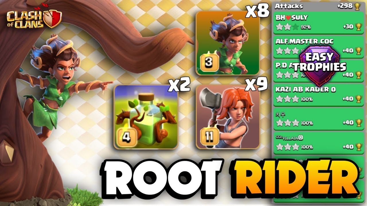 EASIEST Spam Strategy🔴ROOT RIDER Spam With Overgrowth Spells🔴TH16 Attack Strategy🔴Clash Of Clans