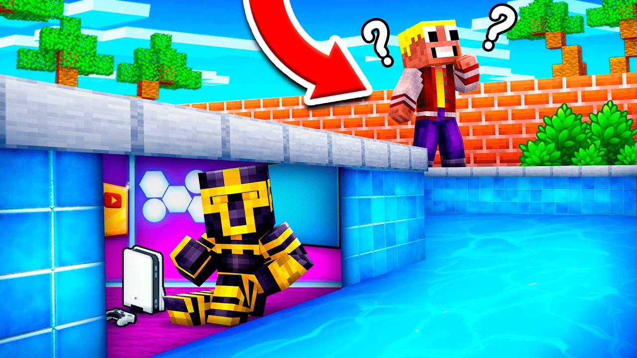 CONSTRUYO UNA BASE SECRETA EN LA PISCINA DE MI CASA EN MINECRAFT 😱