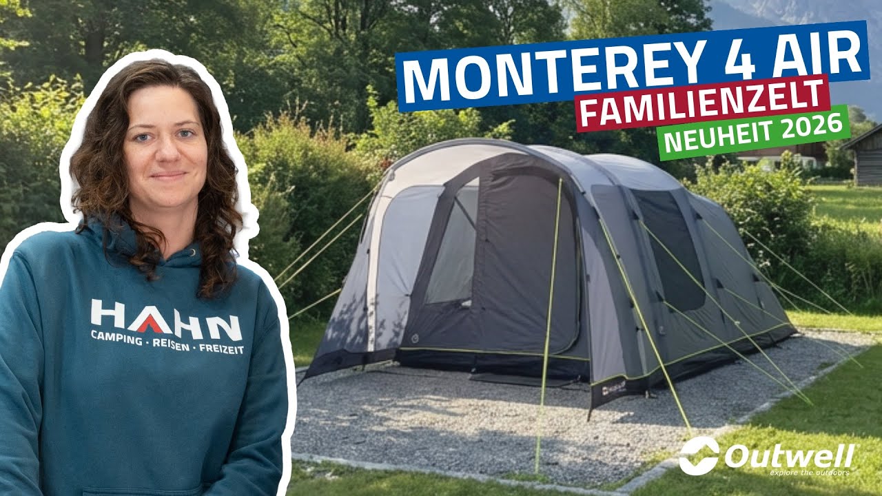 Outwell Monterey 4 Air – kompaktes 4-Personen Luft-Tunnelzelt für Familien