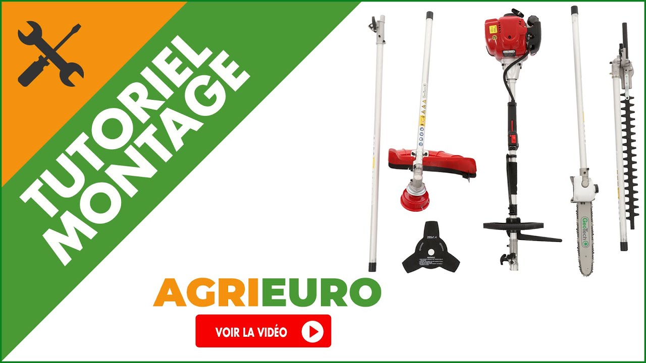Débroussailleuse multifonction thermique 4 temps GeoTech GT-4 36 L - Montage complet