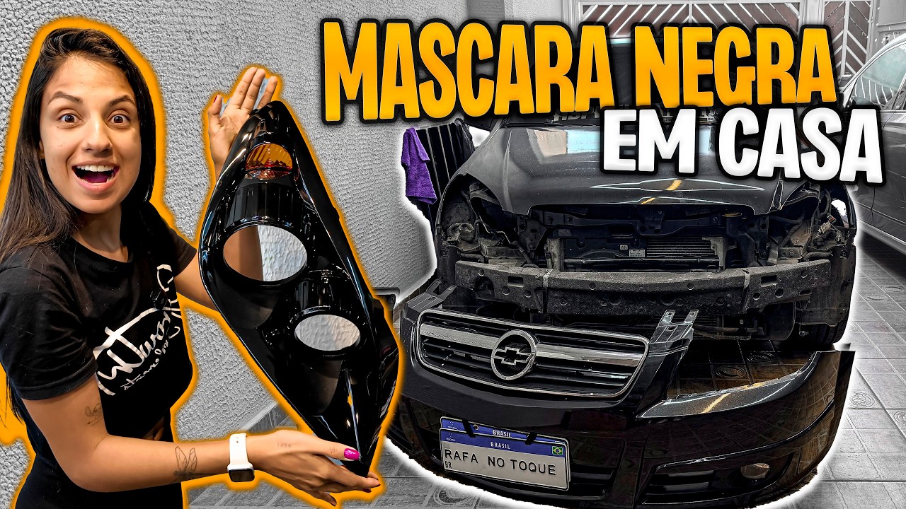 FIZ MASCARA NEGRA no farol do meu CARRO EM CASA!