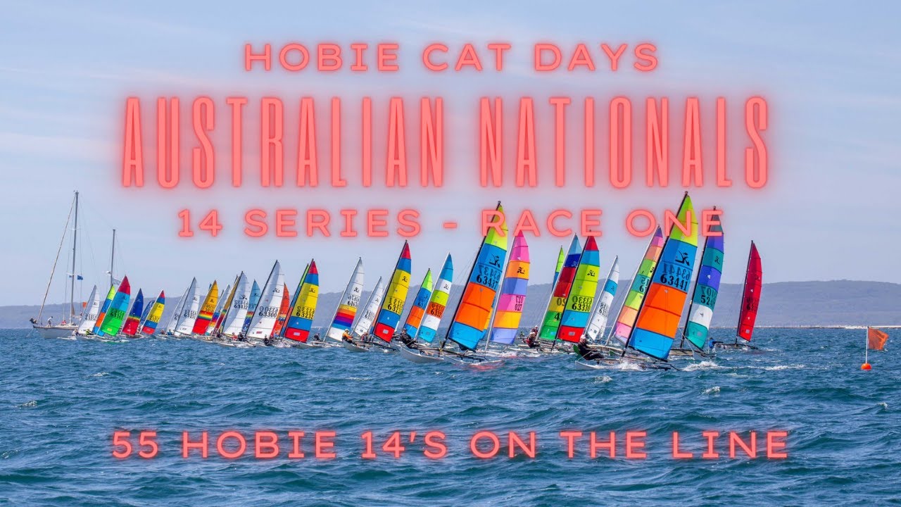 Hobie 14 Australian National Championships ( 55 Hobie 14's on the Start Line ) -  HOBIE CAT DAYS