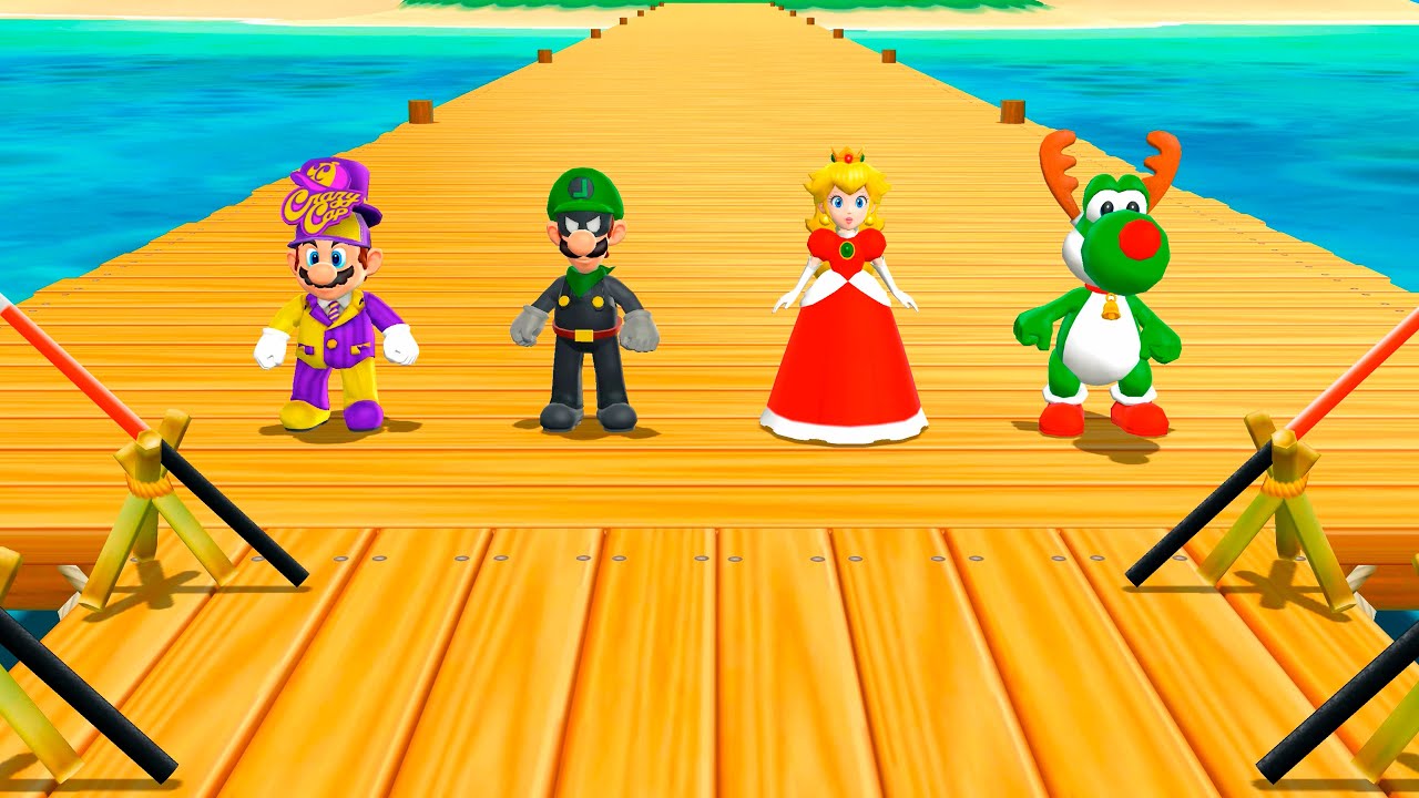 Mario Party 9 - Mario Vs Luigi Vs Peach Vs Yoshi Reindeer (Minigames)