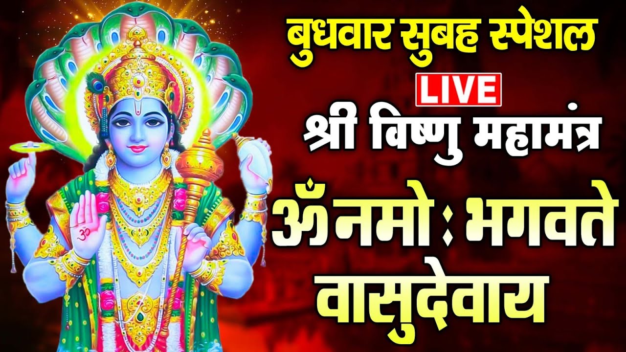 LIVE : बुधवार स्पेशल  - श्री विष्णु महामंत्र - ॐ नमो भगवते वासुदेवाय - Om Namo Bhagavate Vasudevaya
