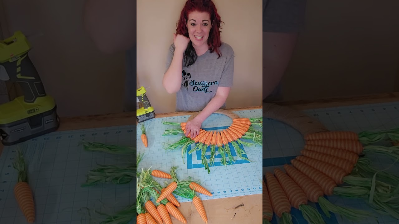 How to make an easy Easter carrot wreath using a dollar tree form