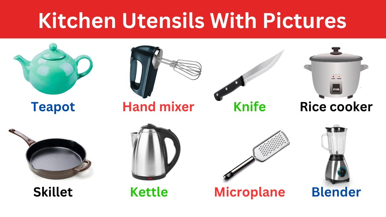 Kitchen Utensils' Names and Pictures | Kitchen Utensils Vocabulary | Cooking Equipment