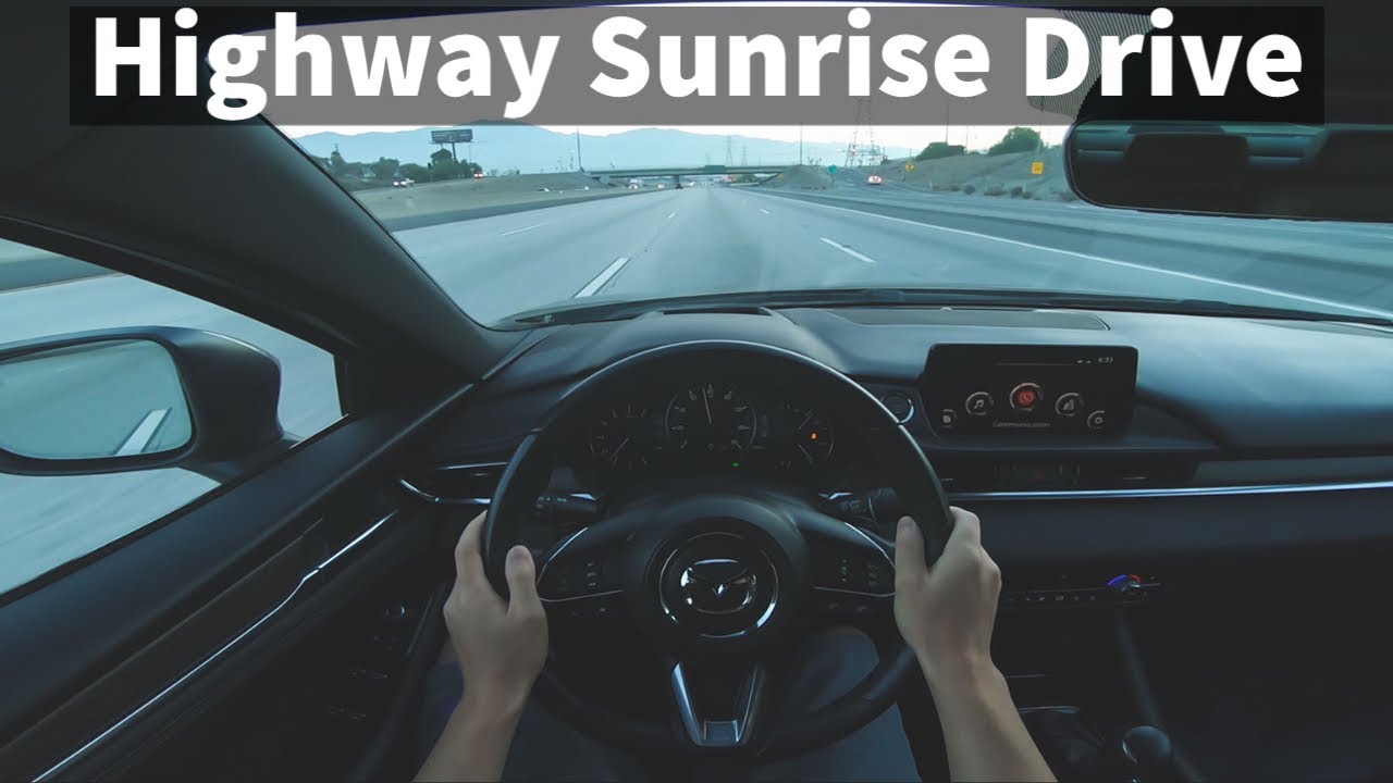 1 Hour Highway Sunrise Driving for Sleep, ASMR, Relaxing