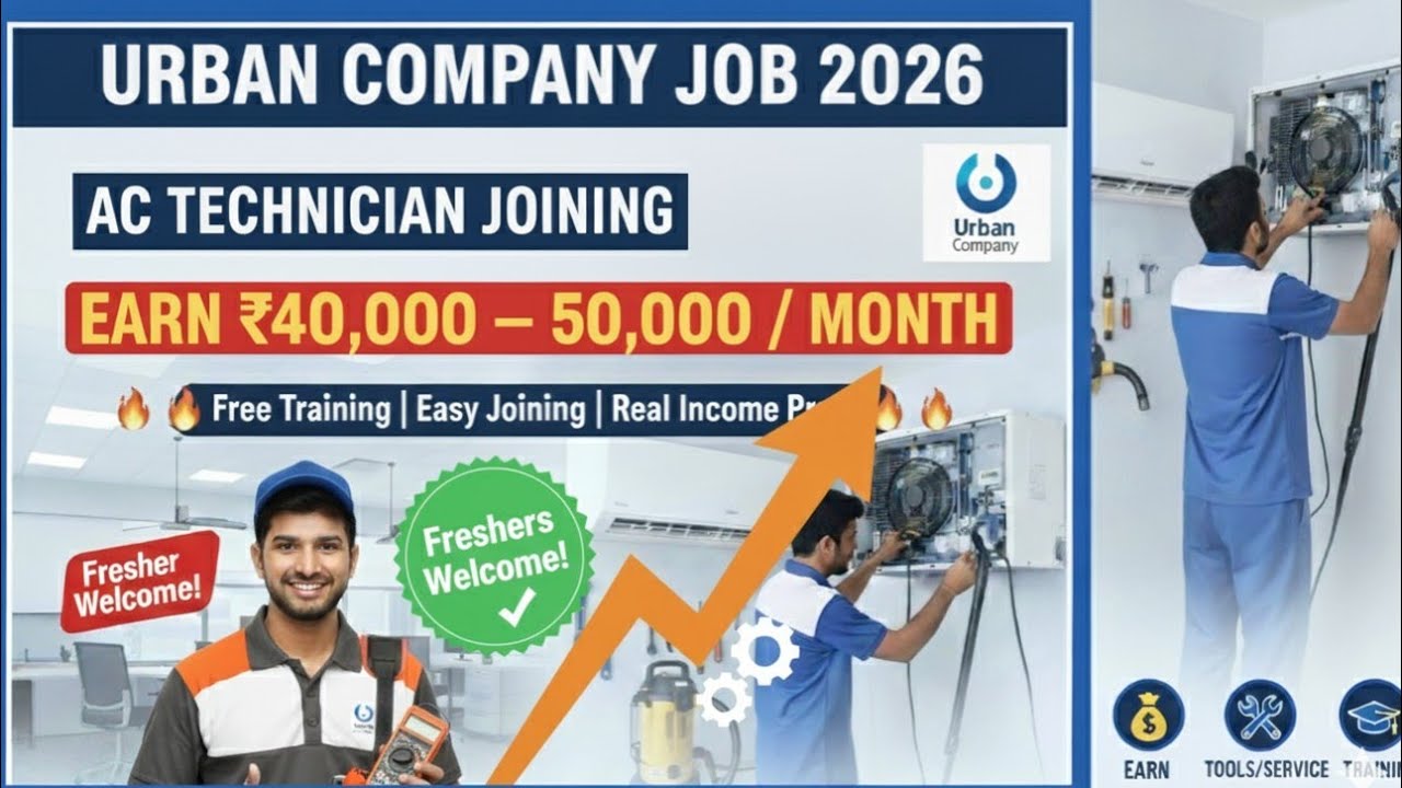 Urban Company Ac technician Job 2026 | Fresher & Technician Joining Process Earn ₹40k&ndash;₹50k Monthly