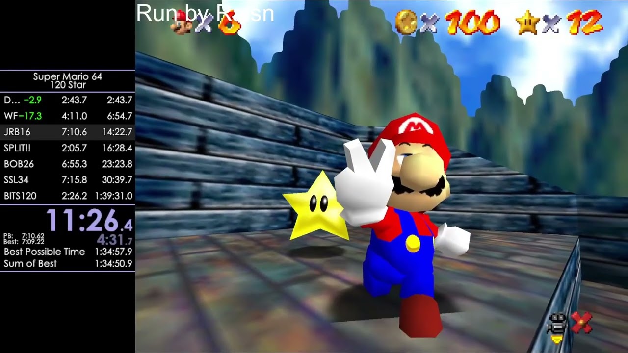 [WR] Super Mario 64 120 Star Speedrun (Emu) 1h 37m 38s by Raisn