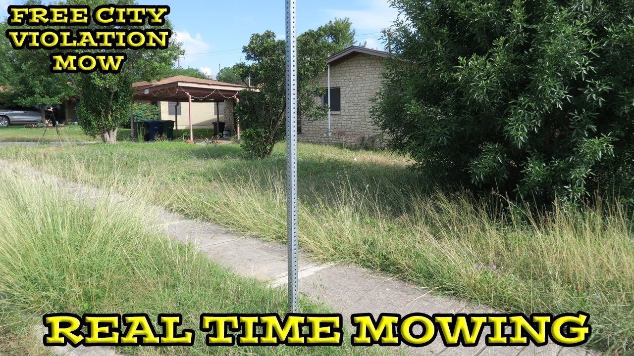 Real Time Mowing | Neighbor was so Thankful I mowed this Overgrown Yard | FREE City Violation Mow