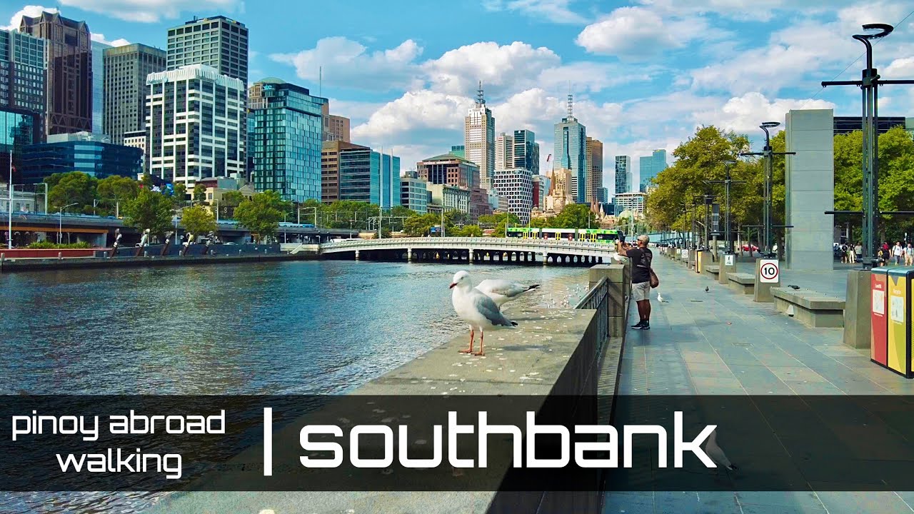 Southbank Melbourne Ambience Sounds | 4K | ASMR People Traffic White Noise
