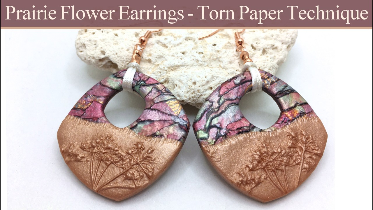 Torn Paper Watercolor Earrings - an Easy Polymer Clay Technique for Everyone