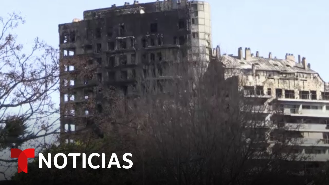 Así lucen los edificios residenciales incendiados en Valencia, España