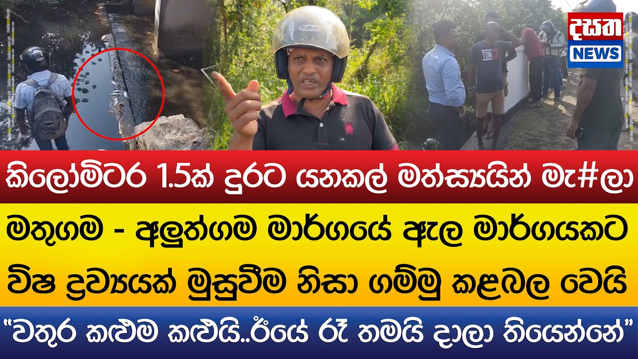 ඇල මාර්ගයකට විෂ ද්‍රව්‍යයක් මුසුවීම නිසා ගම්මු කළබල වෙයි..1.5km ක් දුරට යනකල් මත්ස්‍යයින් මැ#ලා
