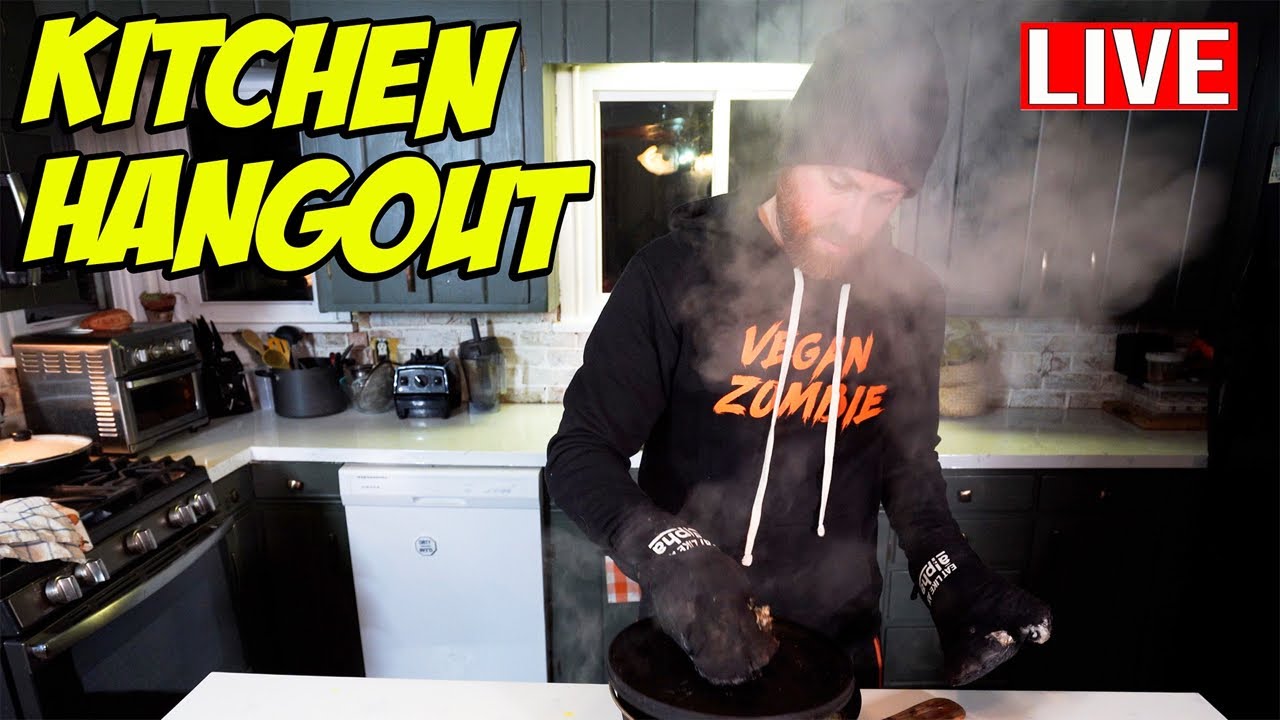Live Kitchen Hangout Vegan Snack Unboxing & Eating Apple Cobbler