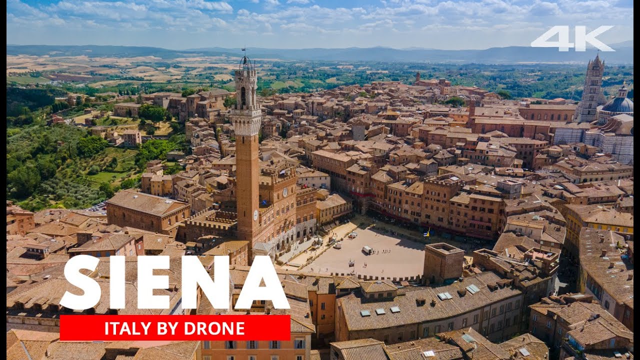 SIENA miasto wyścig&oacute;w Palio | Tuscany Italy | 4K drone movie