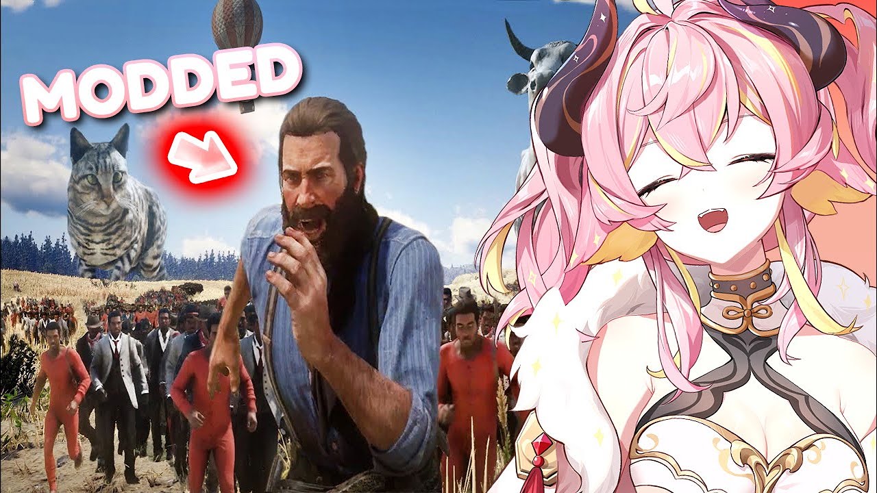 Red Dead Redemption 2 — The MODDED Wacky West от BedBananas | Реакция Yuikai