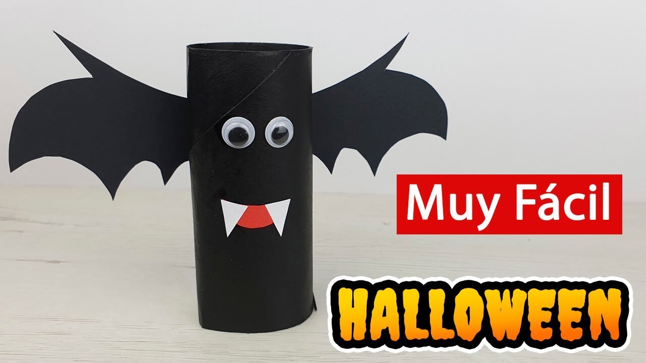 🦇 Murciélago para Halloween con rollo de papel higiénico ¡Moldes!