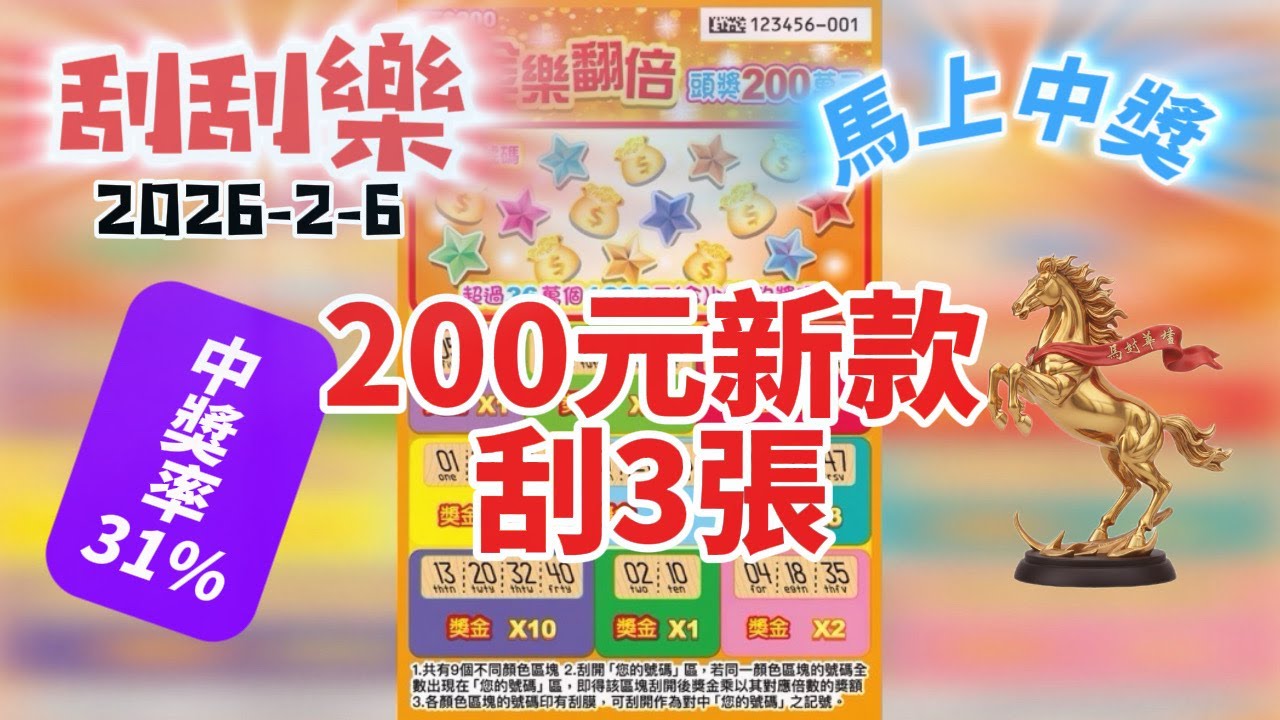 刮刮樂｜獎金樂翻倍｜買三張連號 中獎率31%