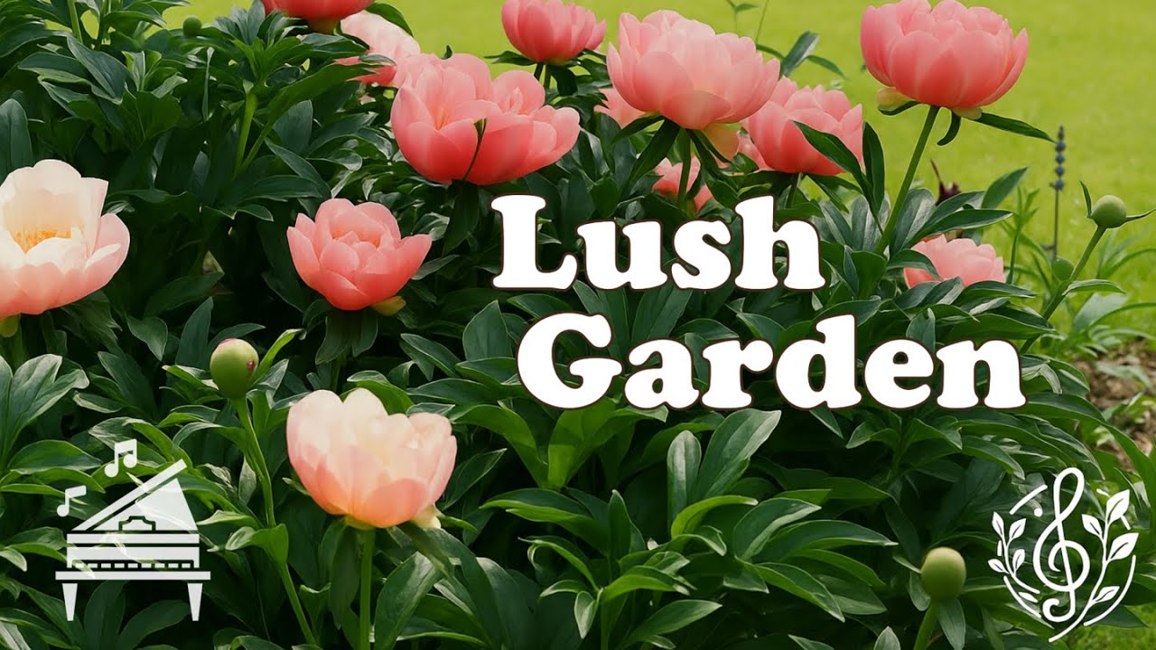 Soothing Piano Music for Sleep, Meditation, and Relax | Peaceful Garden with Flowers, Birds & Pond
